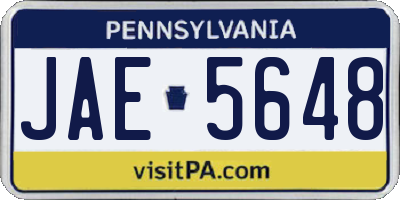 PA license plate JAE5648