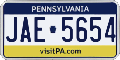 PA license plate JAE5654