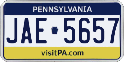 PA license plate JAE5657