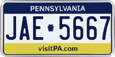 PA license plate JAE5667