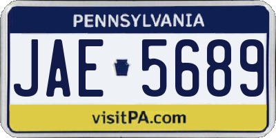 PA license plate JAE5689