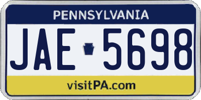PA license plate JAE5698