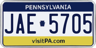PA license plate JAE5705