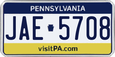 PA license plate JAE5708