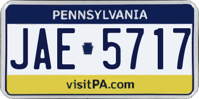 PA license plate JAE5717