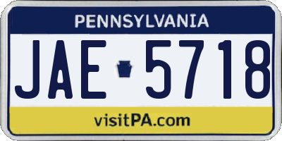 PA license plate JAE5718