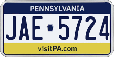 PA license plate JAE5724