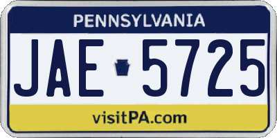 PA license plate JAE5725