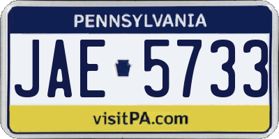 PA license plate JAE5733