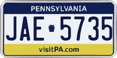 PA license plate JAE5735