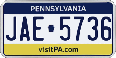 PA license plate JAE5736