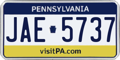 PA license plate JAE5737