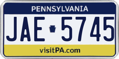 PA license plate JAE5745