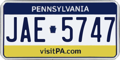 PA license plate JAE5747