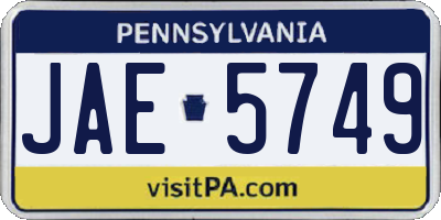 PA license plate JAE5749