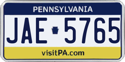 PA license plate JAE5765