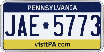 PA license plate JAE5773