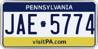 PA license plate JAE5774