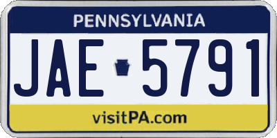 PA license plate JAE5791
