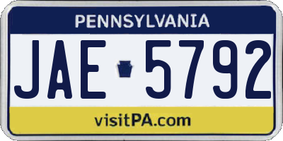 PA license plate JAE5792