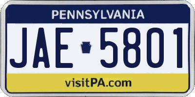 PA license plate JAE5801