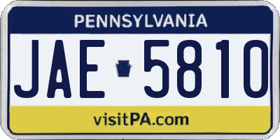 PA license plate JAE5810