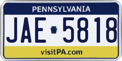 PA license plate JAE5818