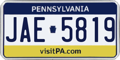 PA license plate JAE5819