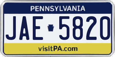PA license plate JAE5820