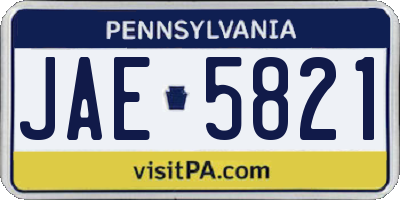 PA license plate JAE5821