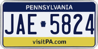 PA license plate JAE5824