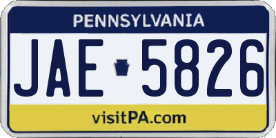 PA license plate JAE5826