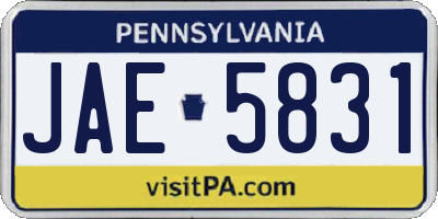 PA license plate JAE5831