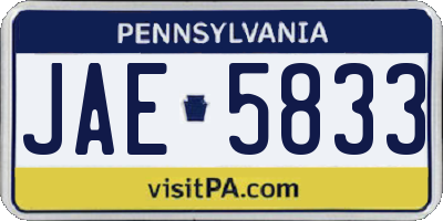 PA license plate JAE5833