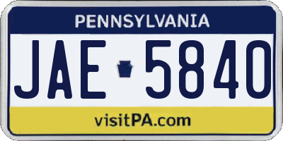 PA license plate JAE5840
