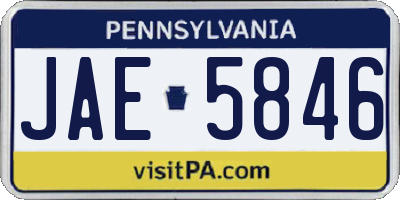 PA license plate JAE5846
