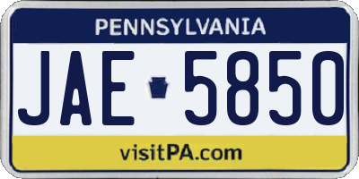 PA license plate JAE5850