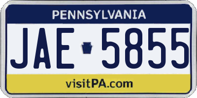 PA license plate JAE5855