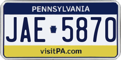 PA license plate JAE5870