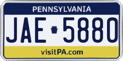 PA license plate JAE5880