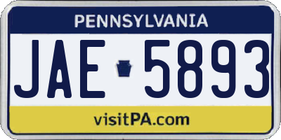 PA license plate JAE5893