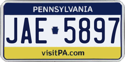 PA license plate JAE5897