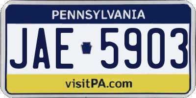 PA license plate JAE5903