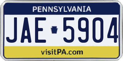PA license plate JAE5904
