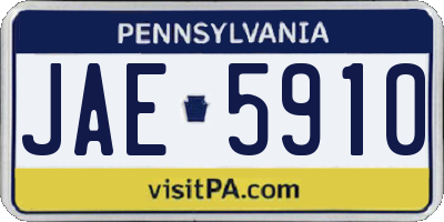 PA license plate JAE5910