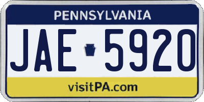 PA license plate JAE5920