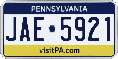 PA license plate JAE5921