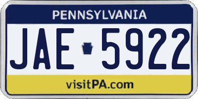 PA license plate JAE5922