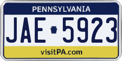 PA license plate JAE5923
