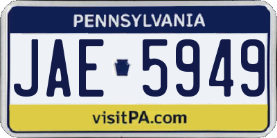 PA license plate JAE5949